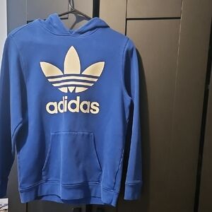 Adidas Royal Blue Hoodie with Cream Logo